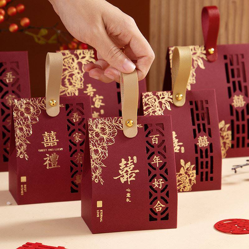 结婚喜糖盒2026新款手提式糖果包装盒子婚礼专用高级感空礼盒纸袋