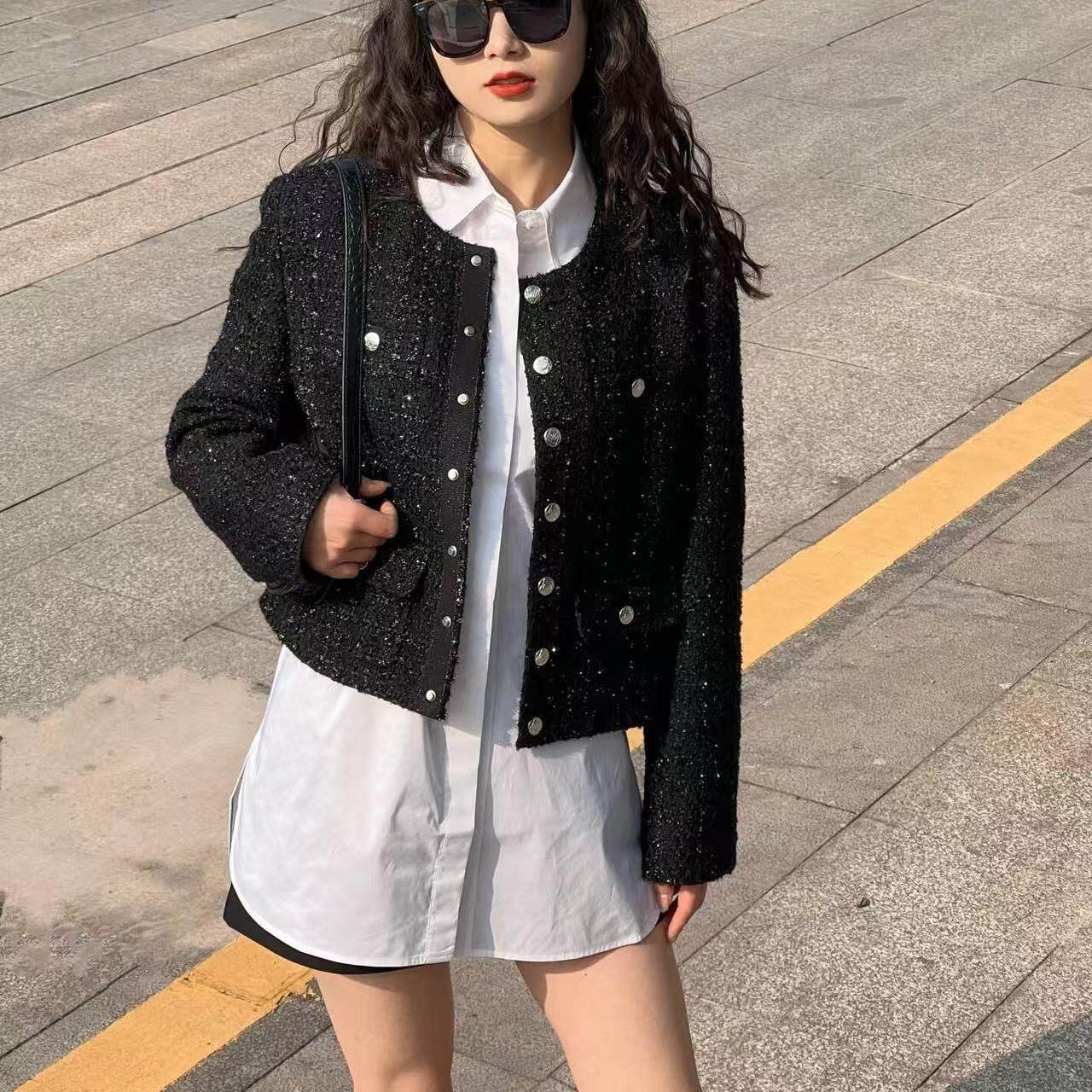 阿玛施女装正品2026春装新款通勤百搭单排扣小香风外套女5400827