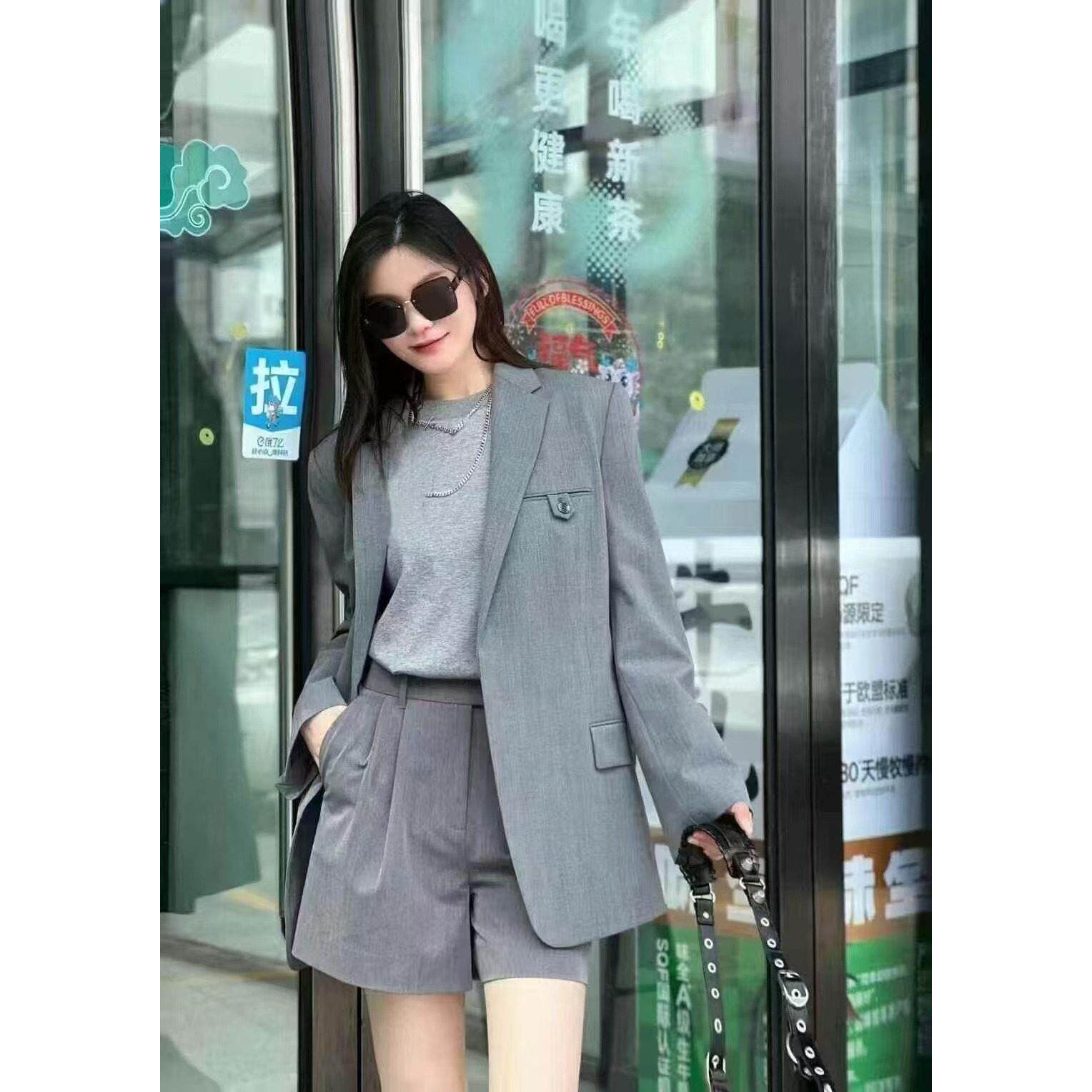 阿玛施女装正品2026春装新款时尚通勤宽松男友风西装外套5400604