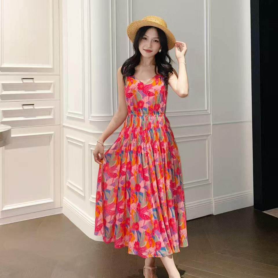 阿玛施女装正品2026夏装新款法式休闲无袖吊带装洋装女5500493
