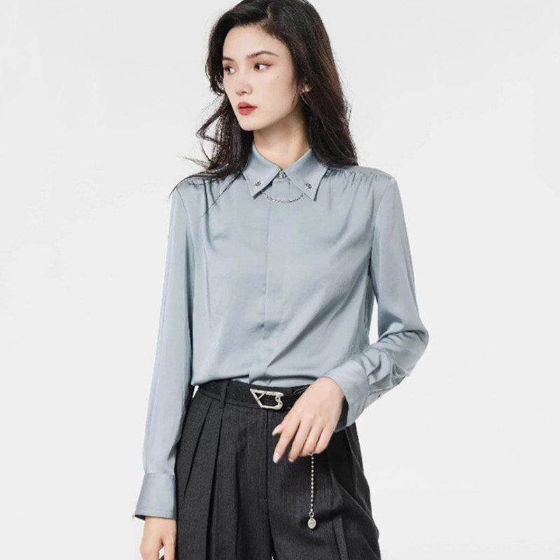 阿玛施女装正品2026春秋新款高级感金属链条长袖衬衫上衣5300988