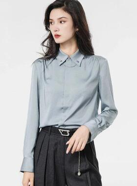 阿玛施女装正品2026春秋新款高级感金属链条长袖衬衫上衣5300988