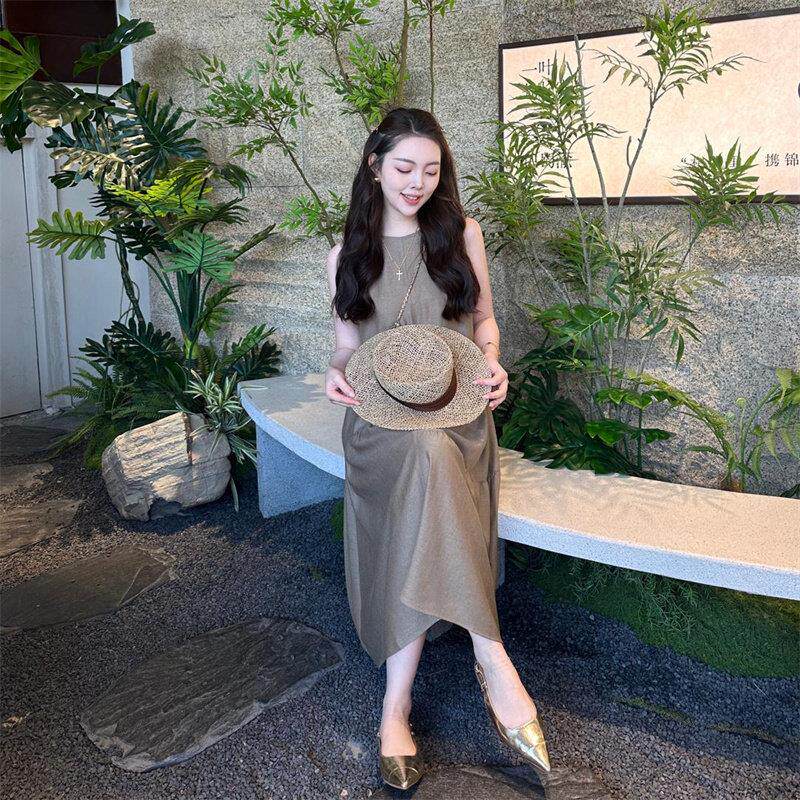 阿玛施女装正品商场同款2026春夏新款气质中长款无袖连衣裙150012