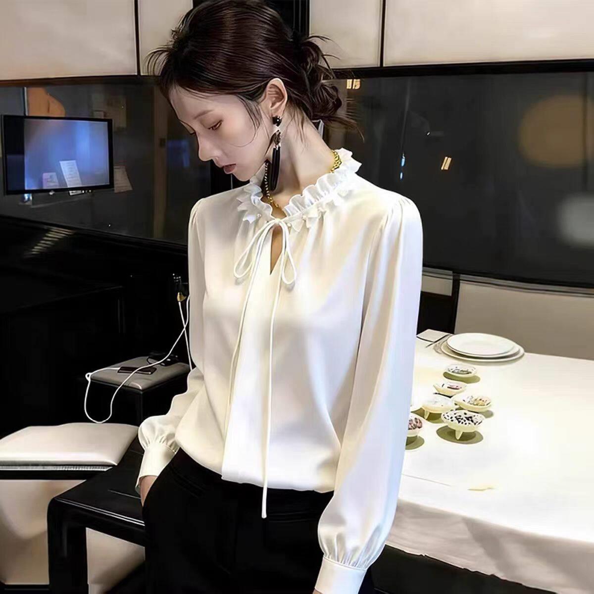 阿玛施女装轻奢木耳边立