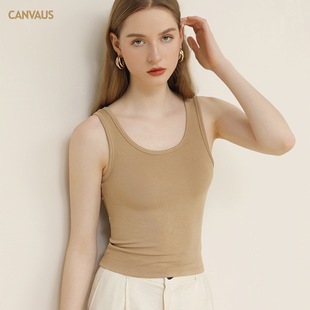 CANVAUS女裝 吊帶背心女夏季 U型領(lǐng)修身 打底工字背心上衣 新款