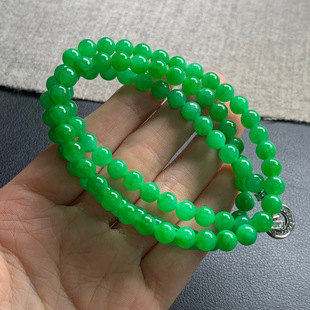 天然A货缅甸翡翠 尺寸 6.4 90颗 手串