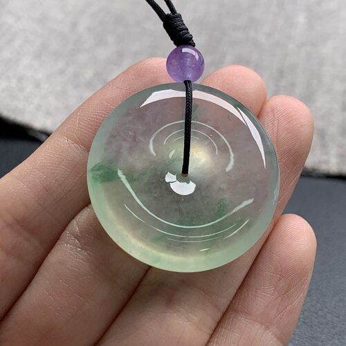天然A货缅甸翡翠 平安扣 尺寸 : 30.8-6.1