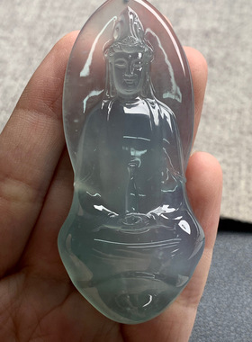 天然A货缅甸翡翠 素衣观音 尺寸 : 74.8-32.25-15