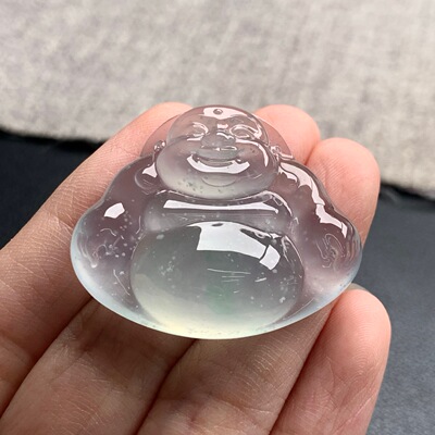 天然A货缅甸翡翠 佛公 尺寸 : 30.1-36.3-9.3