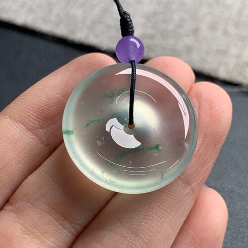 天然A货缅甸翡翠 平安扣 尺寸 : 24.5-5.4