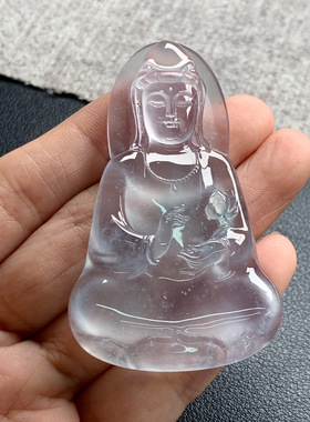 天然A货缅甸翡翠 观音 尺寸 : 60.9-37.7-6.8