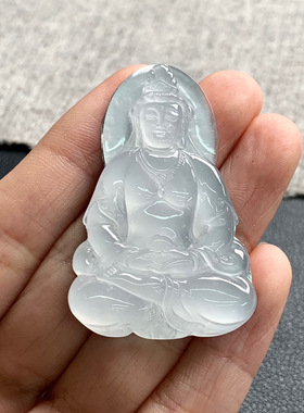 天然A货缅甸翡翠 观音 尺寸 : 45.9-30.6-4.1