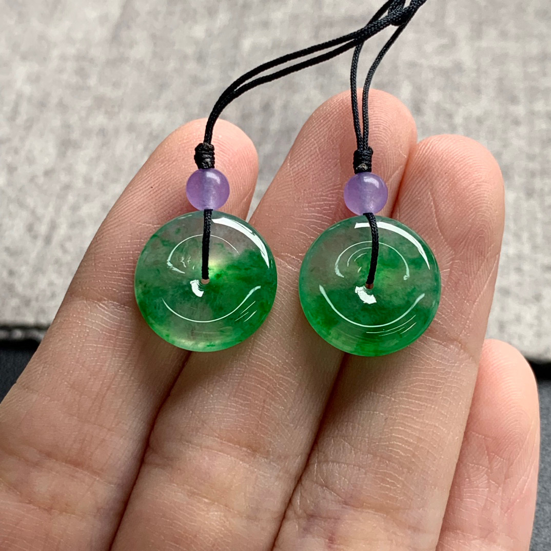 天然A货缅甸翡翠 平安扣 尺寸：13.9-3.2