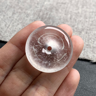天然A货缅甸翡翠 尺寸 28.5 6.1 雪花棉平安扣