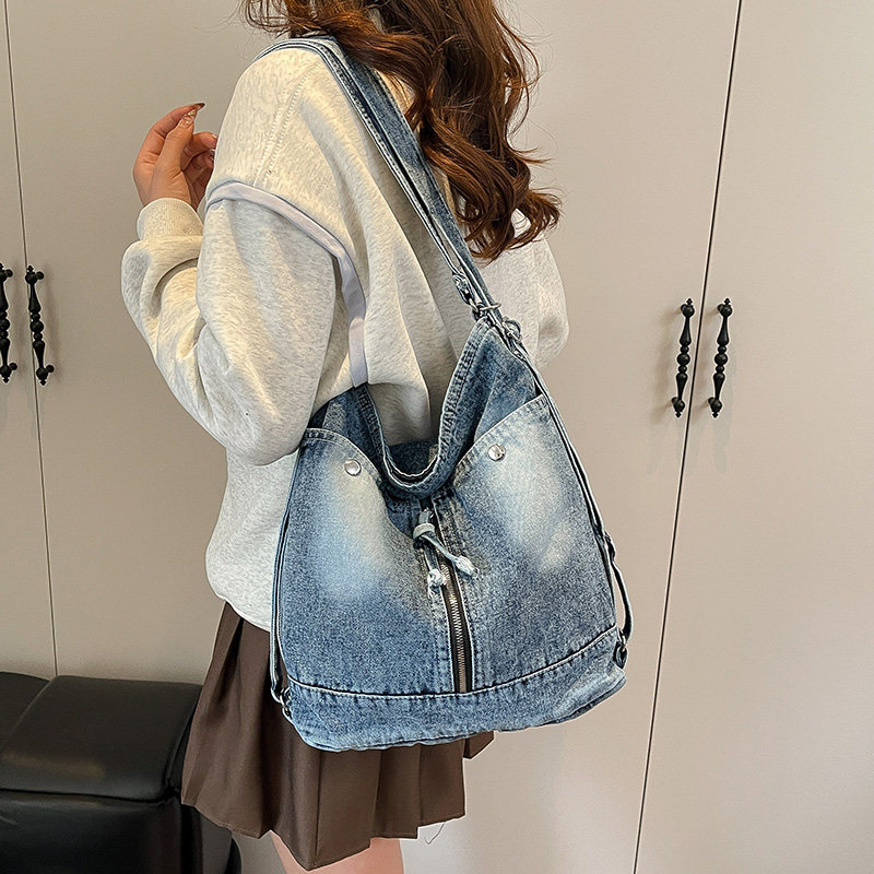 时髦辣妹双肩包女2026新款潮韩版多功能牛仔布背包女士托特旅行包,箱包皮具/热销女包/男包,托特包,淘宝优惠券,粉丝福利购,淘宝优惠卷