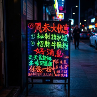 黑板广告牌展示牌摆摊 电子荧光板广告板店铺宣传发光手写字支架式