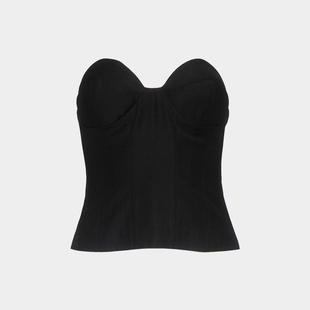 胸衣bra抹胸 黑色鱼骨收腰立体胸型修身