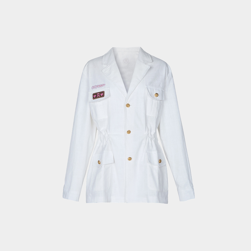 白色翻驳领帅气老钱感夹克外套