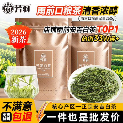 安吉白茶2026新茶正宗原产地绿茶茶叶250g散装雨前浓香自己喝送礼 - 封面