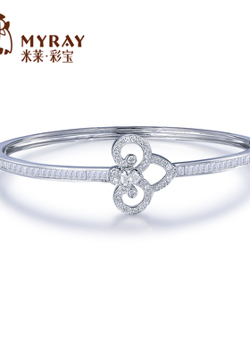 米莱珠宝18k金钻石手镯群镶1.226克拉显钻效果手饰手链子贵重定制