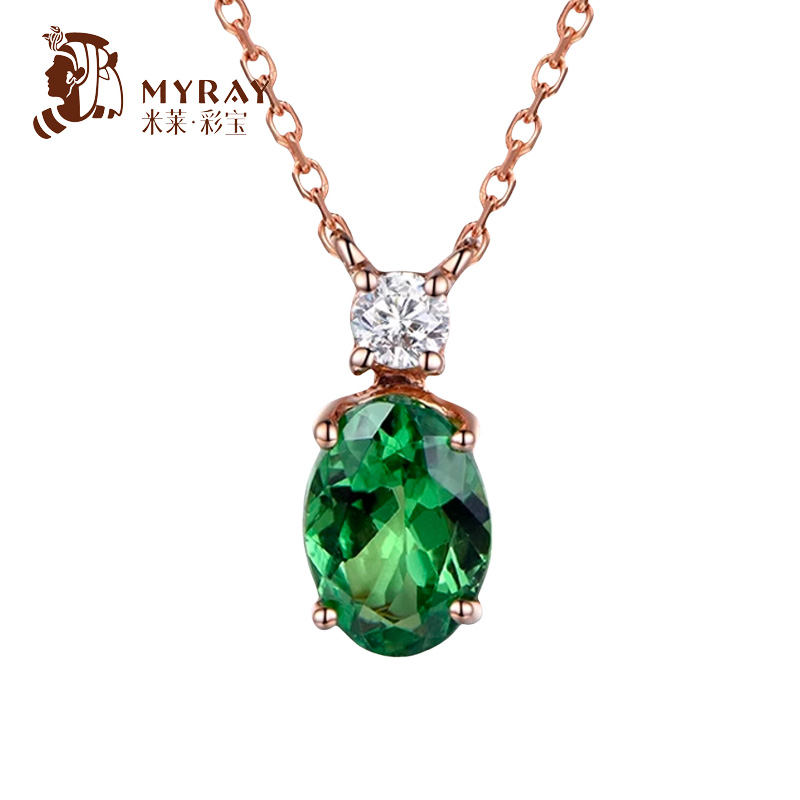 米莱珠宝0.4克拉天然项链玫瑰金