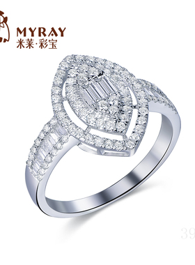 米莱珠宝18k金钻石戒指群镶0.712克拉显钻效果手饰钻戒贵重定制
