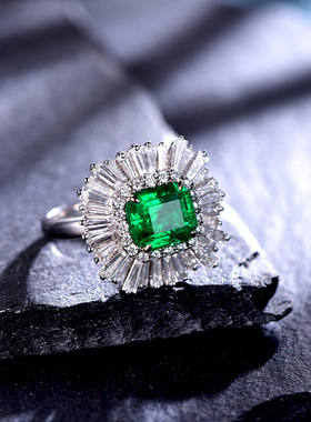 米莱珠宝2.731克拉天然赞比亚祖母绿宝石戒指女18k金镶嵌钻戒定制