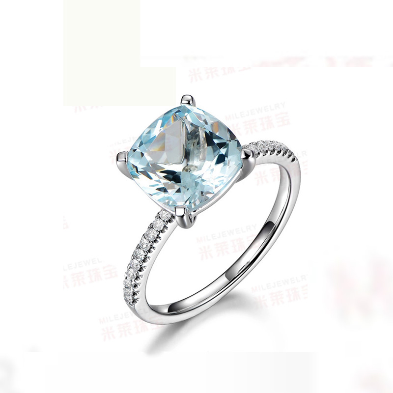 米莱天然18k金镶嵌彩色海蓝宝石