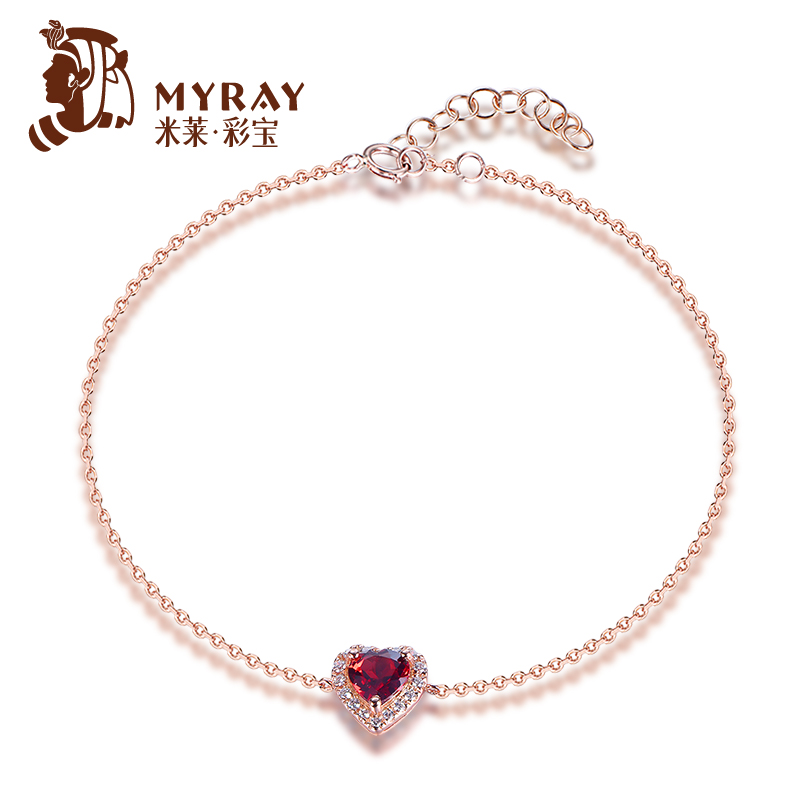米莱珠宝1克拉酒红色石榴石手链