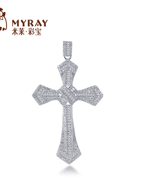 米莱珠宝18k金钻石吊坠群镶0.865克拉显钻效果颈饰项链贵重定制