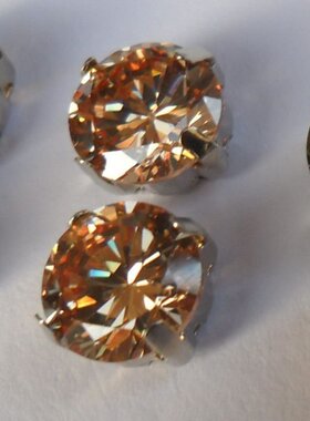 4角托 婚纱香槟带底托锆石 DIY宝石 包包手缝亮钻 圆形钻人造宝石