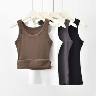 保暖背心女士优可丝棉加绒加厚吊带打底遮副乳外穿内搭基础款 冬季