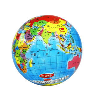 伊诺特地球仪玩具球世界地图皮球儿童启蒙地球蓝球足球中国拍拍球