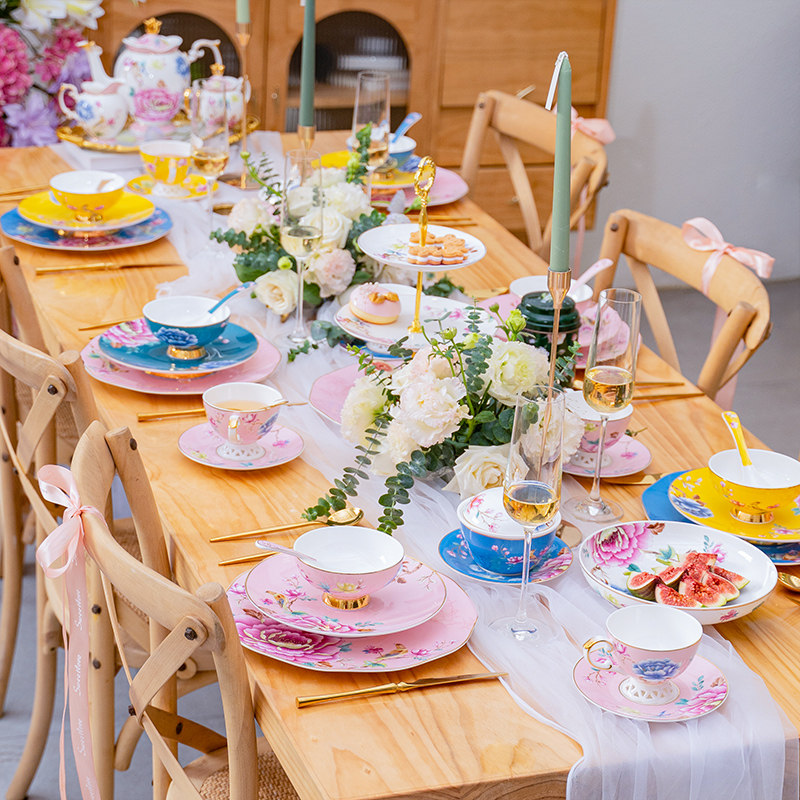 骨瓷碗碟套装高档家用碗盘筷组合国潮轻奢乔迁陶瓷整套餐具礼盒装