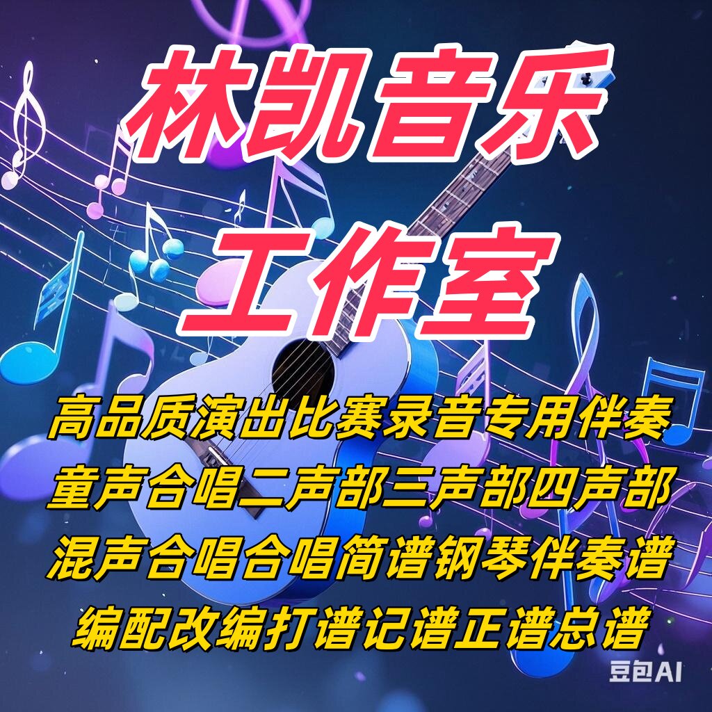 改价4林凯音乐制作合唱简谱钢琴伴奏五线正总谱打谱翻译简谱扒谱
