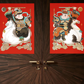 2026年马年门神贴纸新年春节年画国潮对联新年装 饰贴创意大门门贴