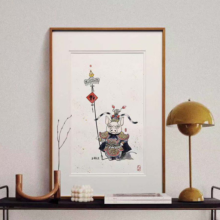 【觅一】2019猪年新古典福字墙画创意中式壁画装饰画客厅玄关挂画