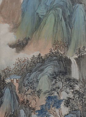 纯手绘国画山水原创作品装饰画办公室挂画68*34厘米