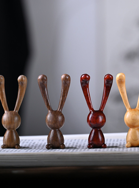 绿檀木长耳朵兔子眼部按摩鼻子按摩下颌线改善黑眼圈眼袋礼物梳子