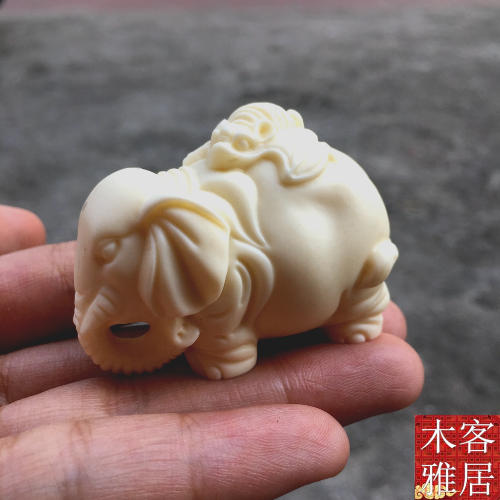 大象手把件动物象牙果小象福象