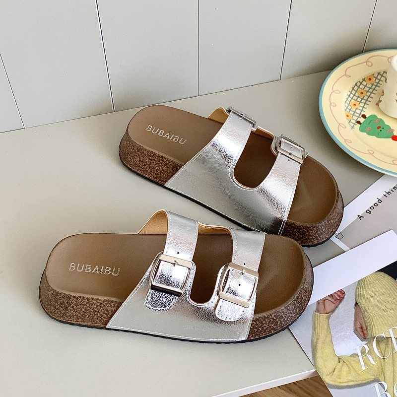 2025夏季爆款8832双扣厚底外穿网红女拖鞋百搭拖鞋