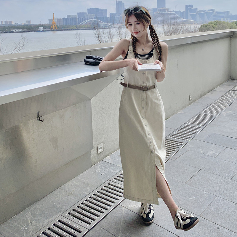 2024新款米色牛仔背带裙212A-8824-P125-K188,女装连衣裙,浙宝212A
