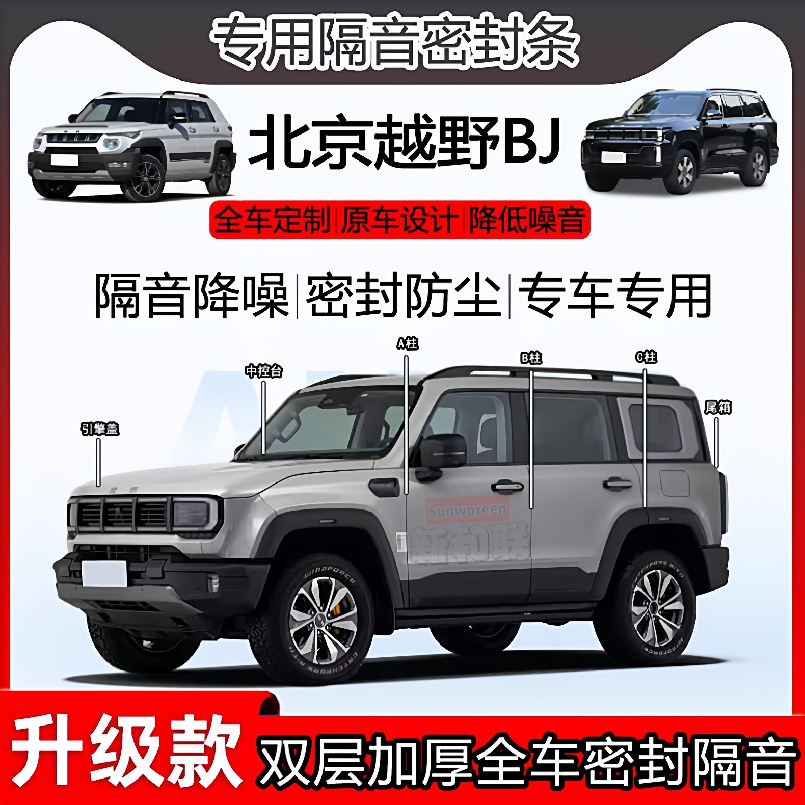 适用于北京越野BJ40增程BJ30 20 40密封条全车b柱中控隔音尾箱条