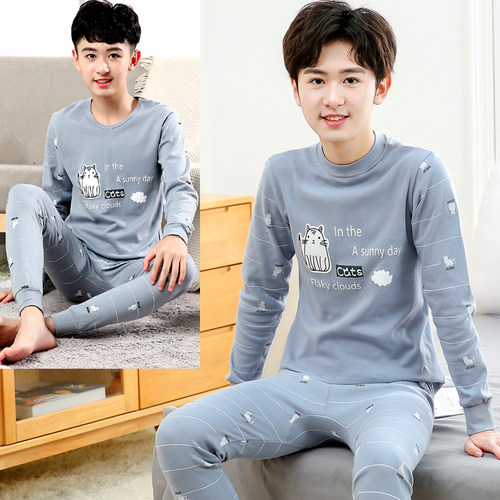 青少年纯棉秋衣秋裤全棉中大童