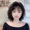 假发刘海羊毛卷假发片中长款 小卷发补发片蓬松头顶遮白增量卷发片