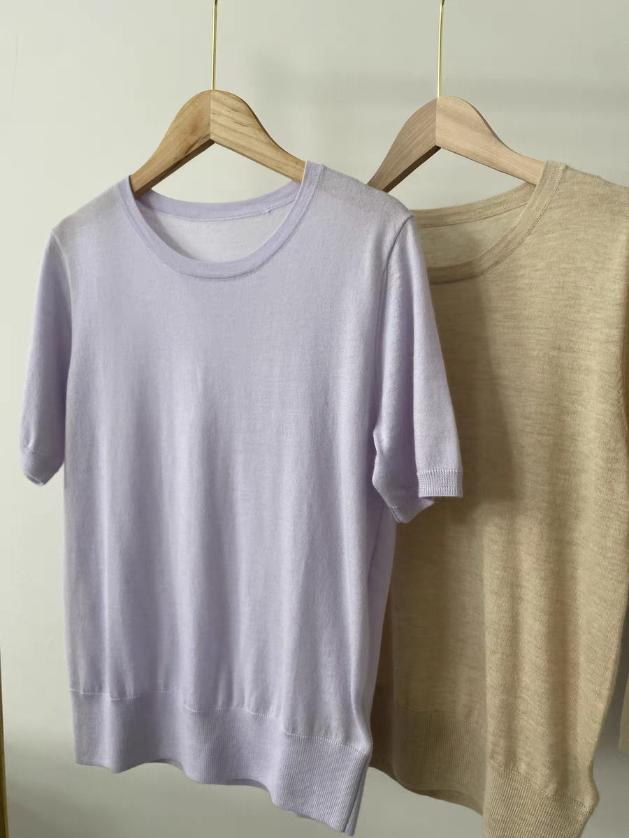 匠心品质！68支3股精纺！100%纯山羊绒圆领短袖