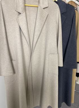 浴袍款长款100%纯山羊绒大衣外套经典Labbro过膝纯绒外套