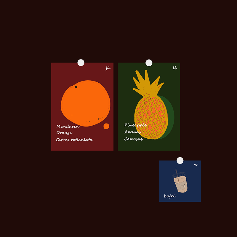 「pineapple&orange」凤梨&橘子 明信片ins简约原创祝福语小卡片