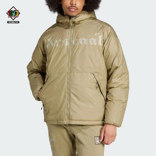 阿迪达斯冬季男款阿森纳连帽防风保暖两面穿运动羽绒服外套IT3916