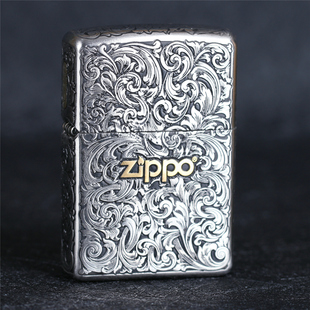 zippo芝宝防风打火机错金银五面雕刻唐草铠甲机 男士礼物 限量版